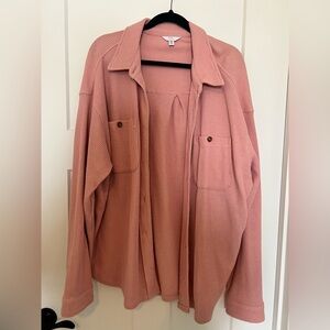 Time and Tru Pink Waffle Knit Top